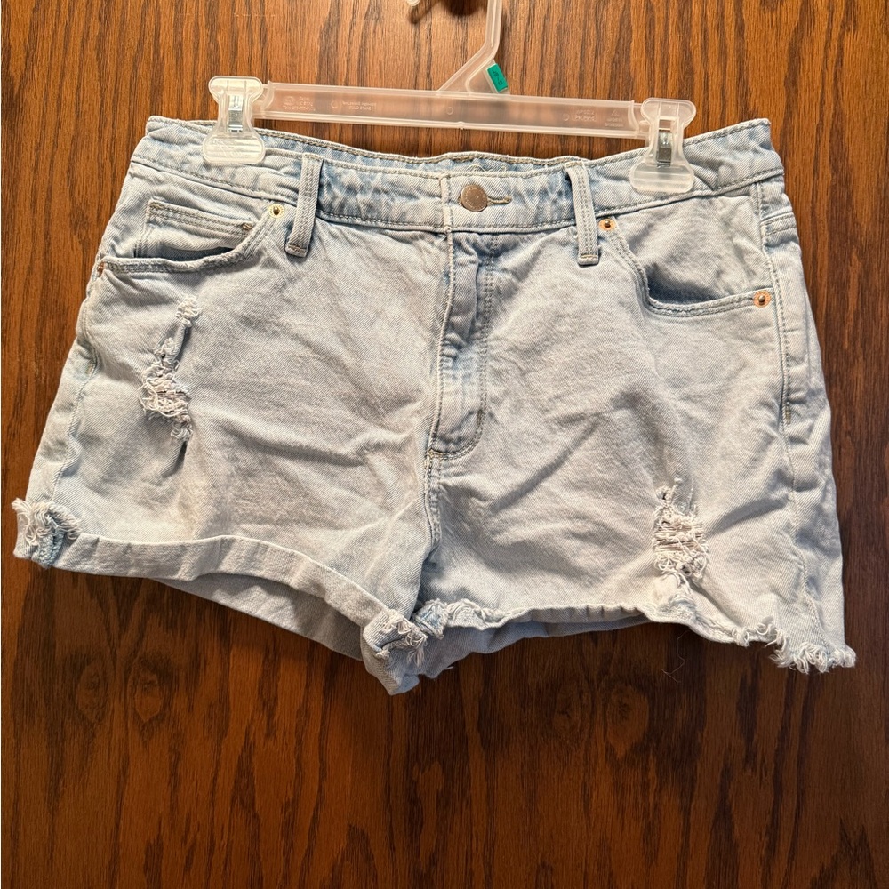 Light Blue Distressed Denim Shorts
